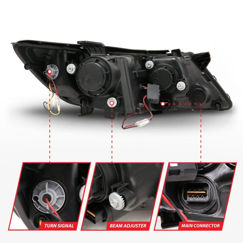 ANZO 2011-2013 Kia Optima Projektorscheinwerfer mit Halo Black (CCFL)