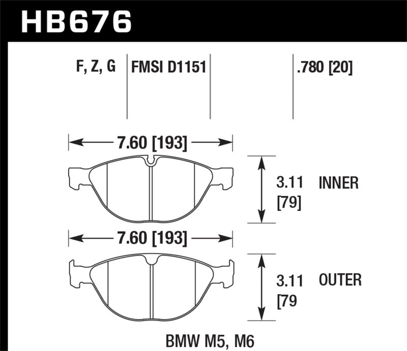 Hawk 06-10 BMW M5/M6 Perf Ceramic Street Bremsbeläge vorn
