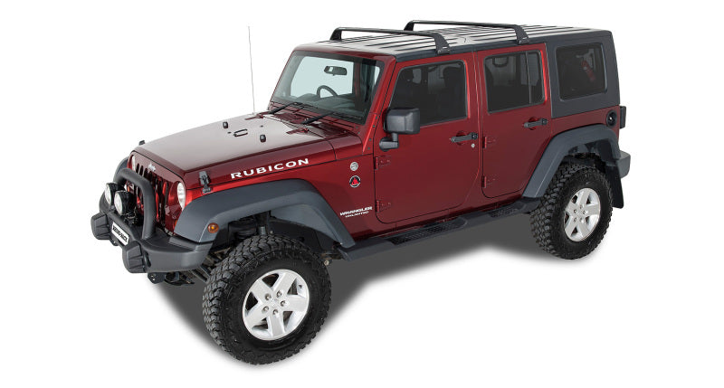 Rhino-Rack 07–22 Jeep Wrangler JK/JL 4-Türer Hardtop Vortex SG 2-Stangen-Dachgepäckträger – Schwarz