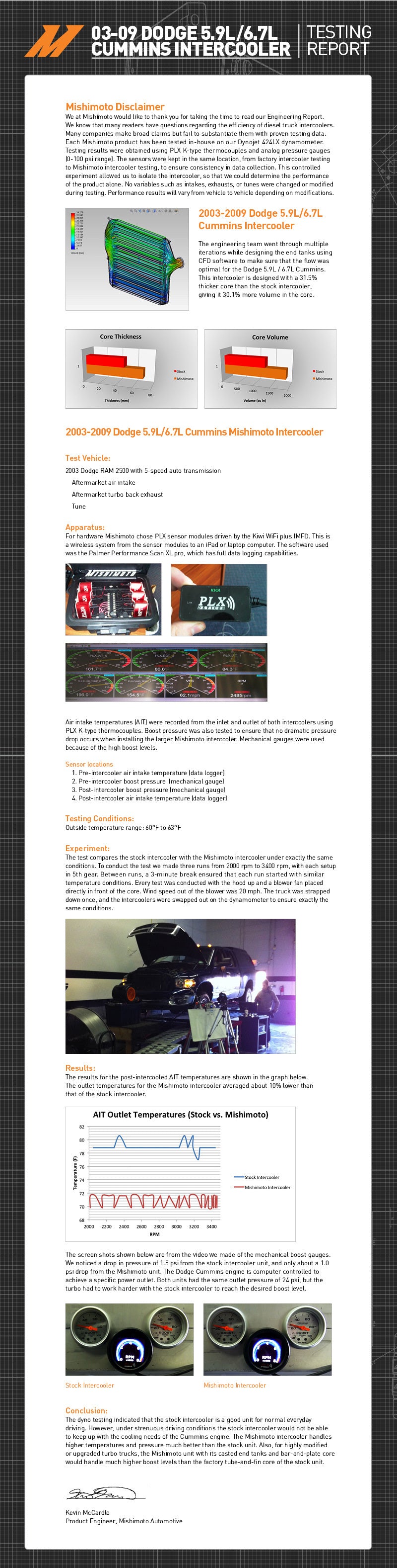 Mishimoto 03–09 Dodge 5,9 l/6,7 l Cummins-Ladeluftkühler (Silber)