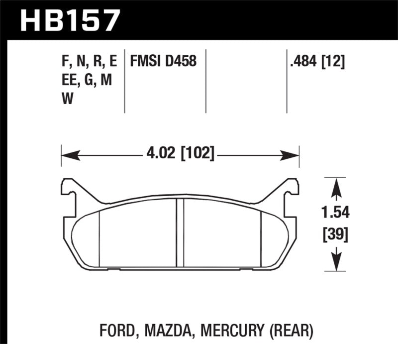 Hawk 91-96 Ford Escort GT / 90-93 Mazda Miata DTC-60 Rennbremsbeläge hinten