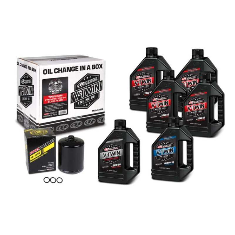 Kit de cambio de aceite sintético Maxima V-Twin con filtro negro Twin Cam