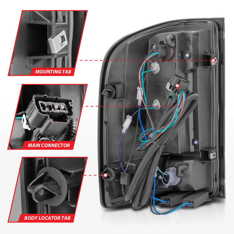 ANZO 2007-2013 Chevrolet Silverado1500/ 2500/ 3500 LED-Rücklichter mit Lichtleiste, schwarzes Gehäuse, getönt