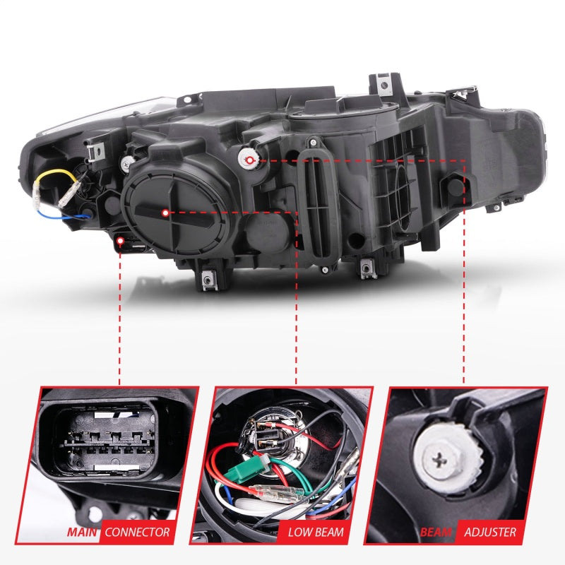 ANZO 2012-2015 BMW 3er-Reihe Projektorscheinwerfer mit U-Bar, Schwarz