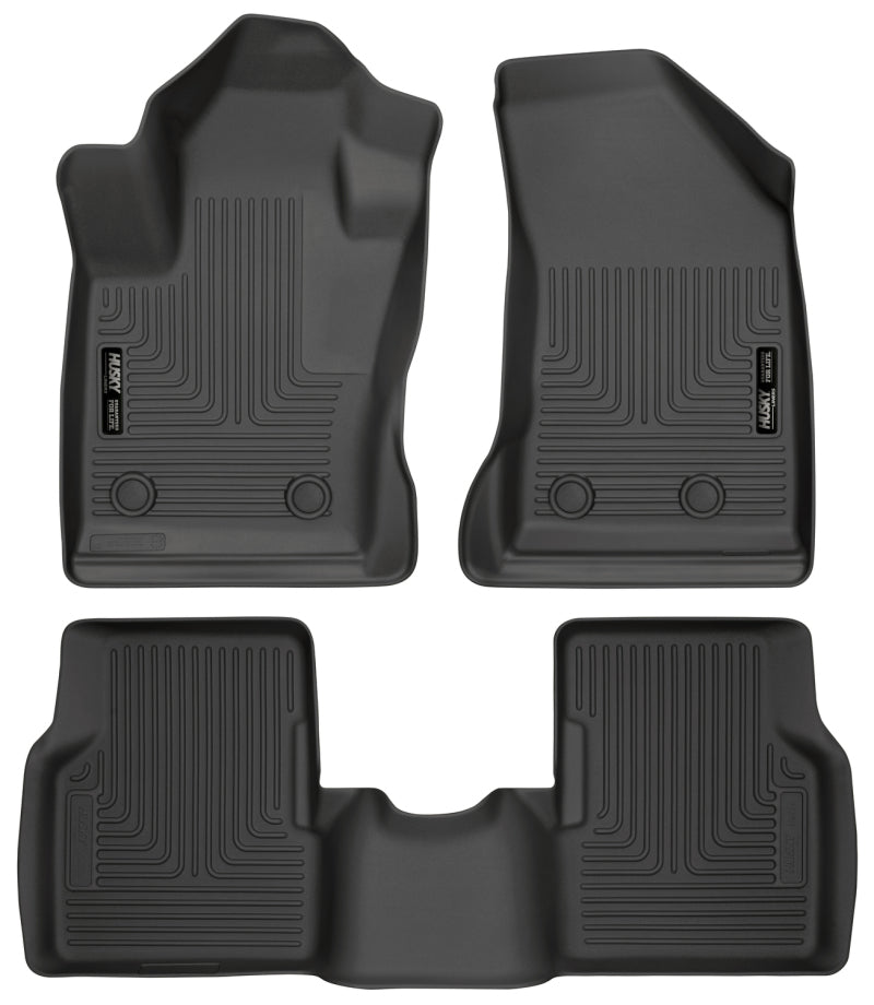 Revestimiento para piso de asiento delantero y segundo de Husky Liners 2017 para Jeep Compass Weatherbeater, color negro
