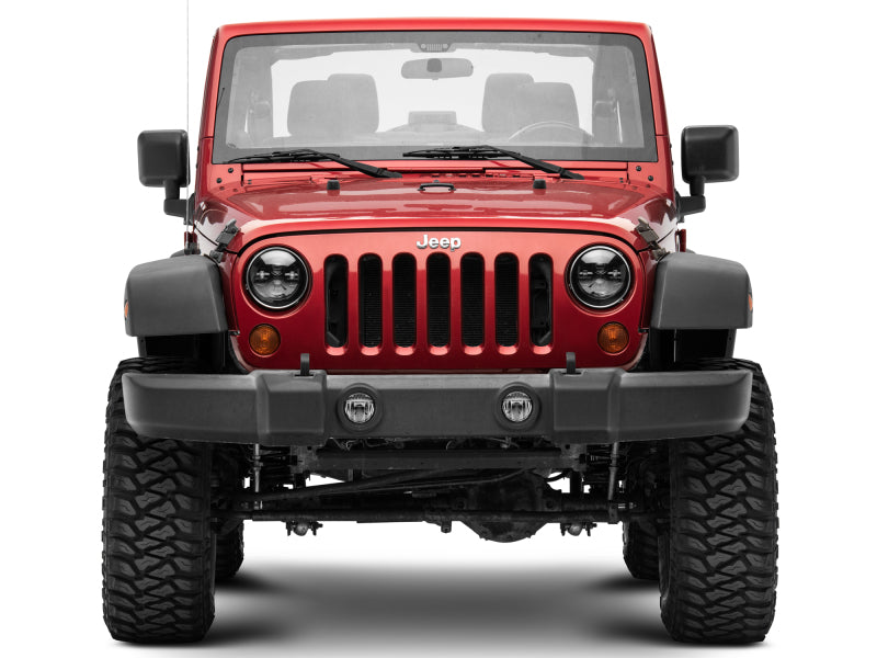 Raxiom 97–18 Jeep Wrangler TJ/JK Axial Series LED Daymaker-Scheinwerfer – schwarzes Gehäuse (klare Linse)