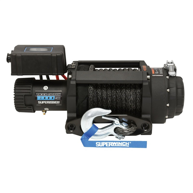 Cabrestante Superwinch 18000 LBS 12 V CC 33/64 in x 79 ft Cuerda sintética Cabrestante Tiger Shark 18000SR
