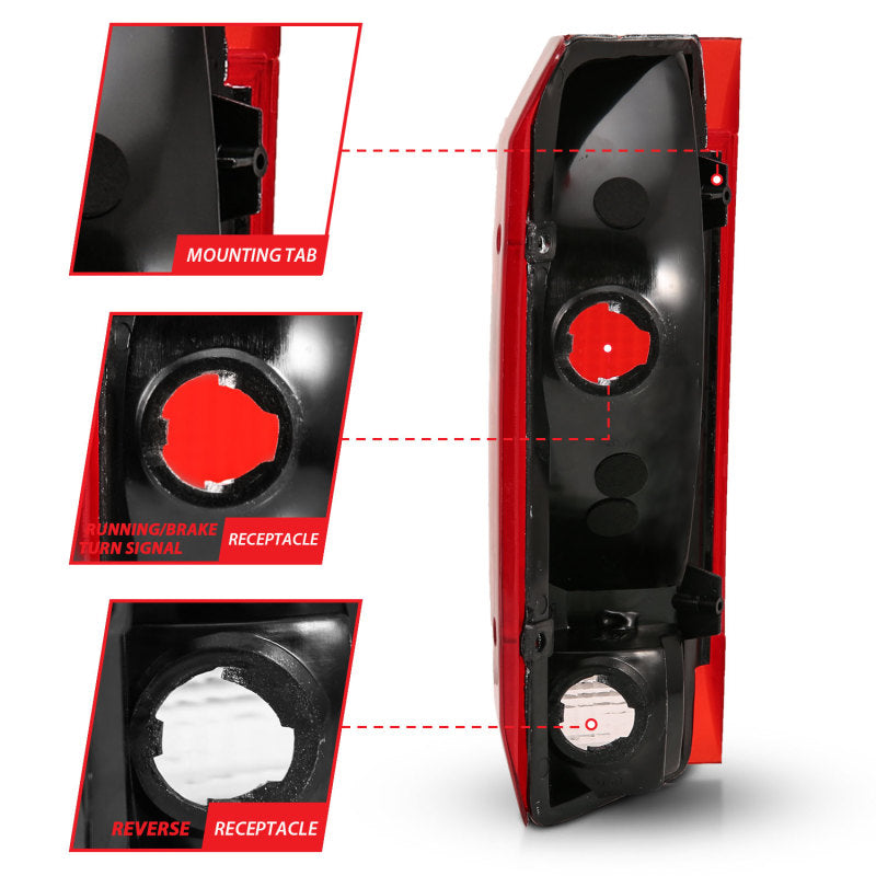 ANZO 1992-1996 Ford Bronco Rücklicht Rot/Klare Linse (OE-Ersatz)