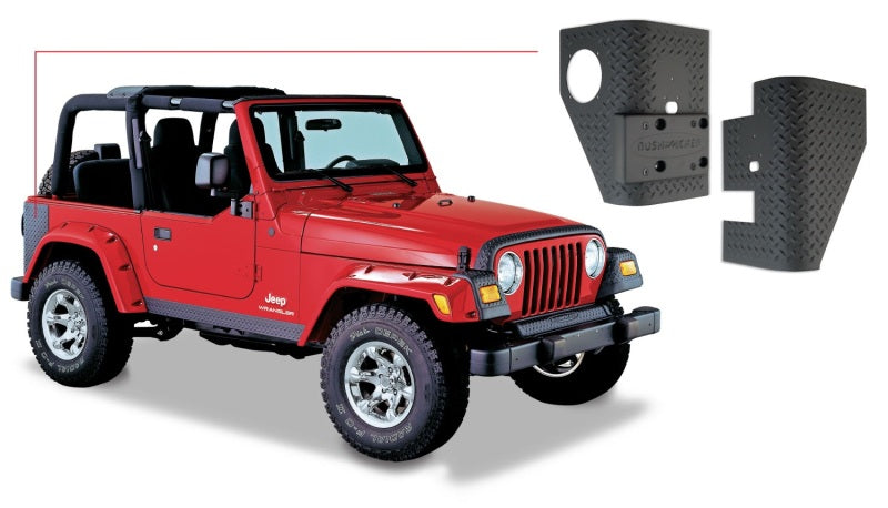 Esquinas traseras Bushwacker Trail Armor para Jeep Wrangler 97-06, color negro