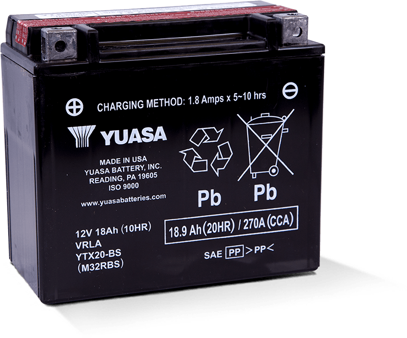 Batería AGM de 12 voltios sin mantenimiento Yuasa YTX20-BS (botella incluida)