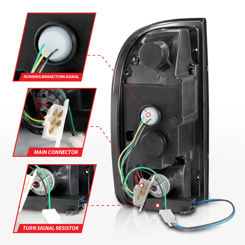 ANZO 1995-2000 Toyota Tacoma LED-Rücklichter, schwarzes Gehäuse, getönte Linse (Paar)