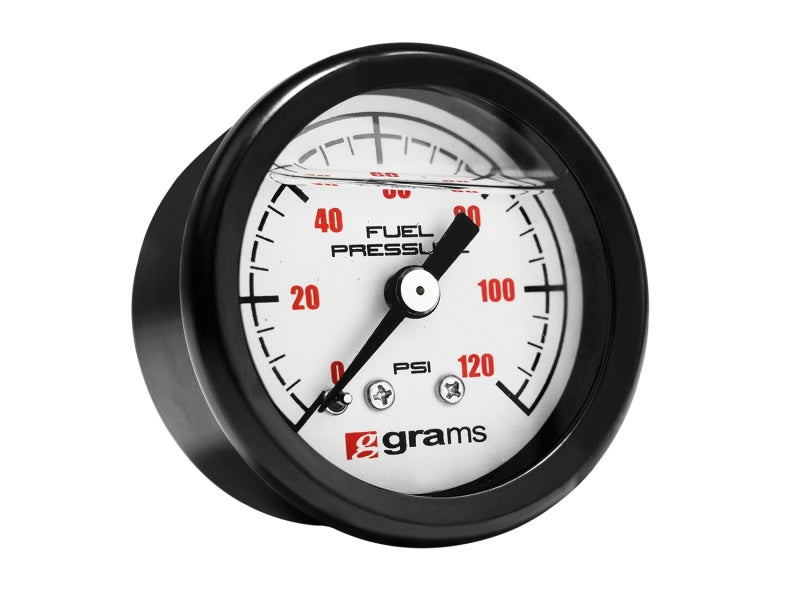 Grams Performance Universal-Kraftstoffdruckmesser, 0–120 PSI, weißes Zifferblatt