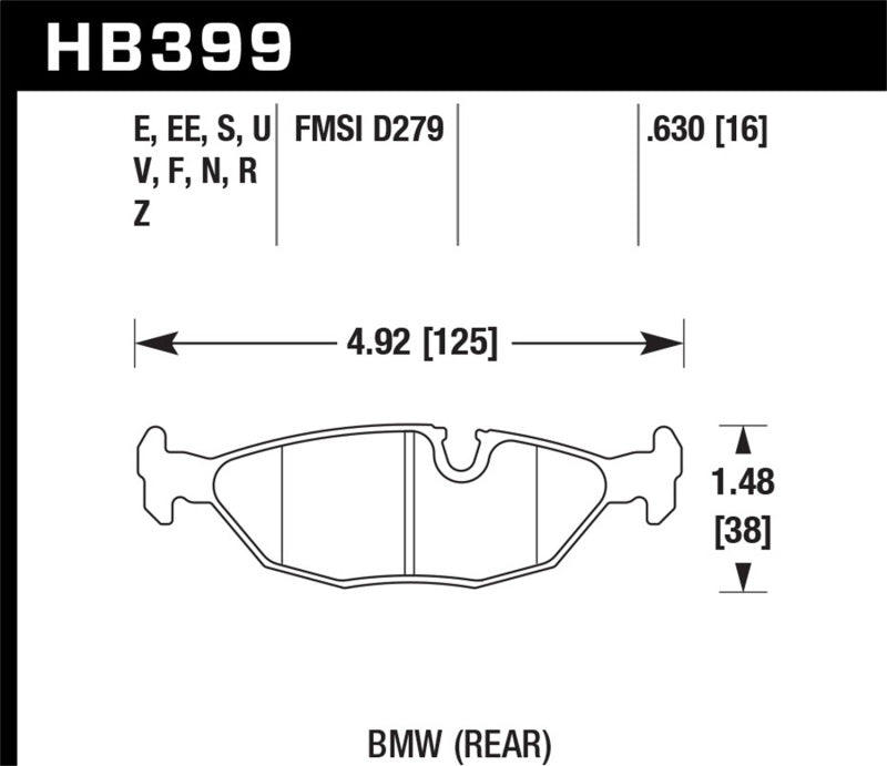 Pastillas de freno traseras para BMW 325 (E30) HP+ Street Hawk 84-4/91