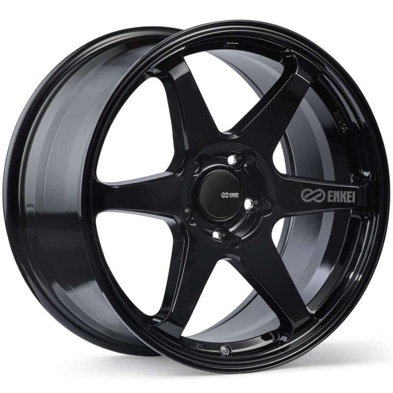 Enkei T6R 17 x 8, 40 mm Einpresstiefe, 5 x 114,3 Lochkreis, Bohrung 72,6, glänzend schwarze Felge