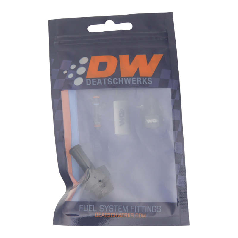 Accesorio de conexión dentada macho ORB 6AN a macho de 5/16 pulg. de DeatschWerks (incluye junta tórica), anodizado negro mate