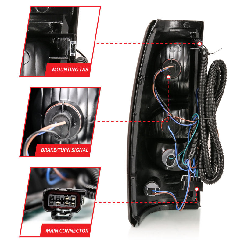 ANZO 2004-2007 Chevy Silverado Rücklicht, rot/klare Linse mit schwarzer Umrandung (OE-Ersatz)