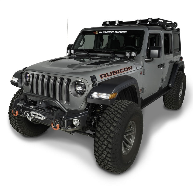Rugged Ridge Arcus Frontstoßstangenrohr-Overrider Schwarz 18-20 Jeep Wrangler JL