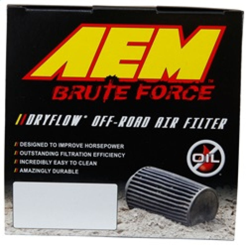 Filtro de aire AEM Brute Force Dryflow cónico de 6 in de diámetro exterior de la base, 5,125 in de diámetro exterior superior y 5,25 in de altura