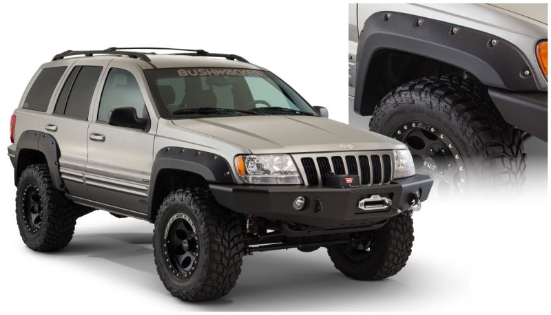 Guardabarros estilo recortado Bushwacker para Jeep Grand Cherokee 99-04, 4 piezas, color negro