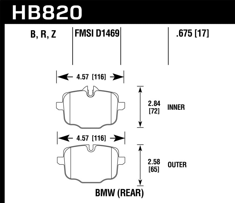 Hawk 12-17 BMW M6 / 14-17 BMW M6 Gran Coupé / 13-16 BMW M5 HPS 5.0 Bremsbeläge hinten