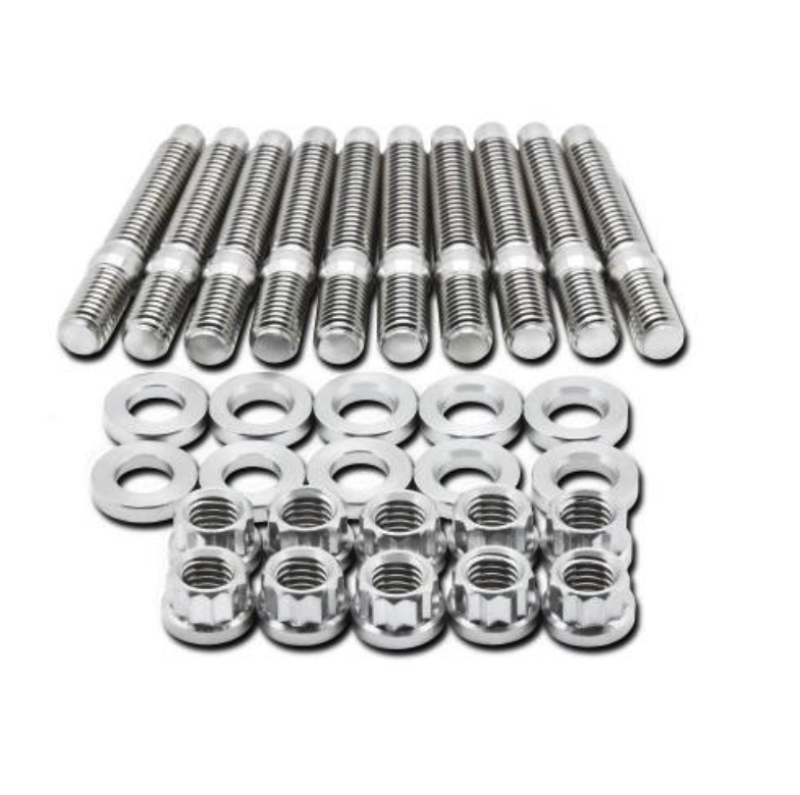 Kit de pernos para colector de escape de acero inoxidable BLOX Racing SUS303 M8 x 1,25 mm, 45 mm de longitud, 9 piezas