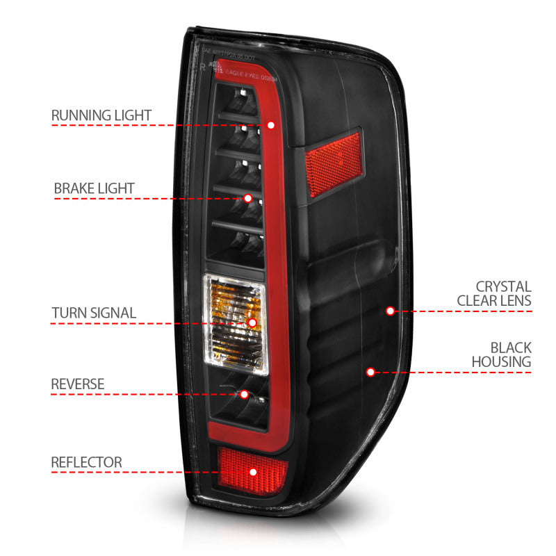 ANZO For 2005-2021 Nissan Frontier LED Taillights Black Housing/Clear Lens