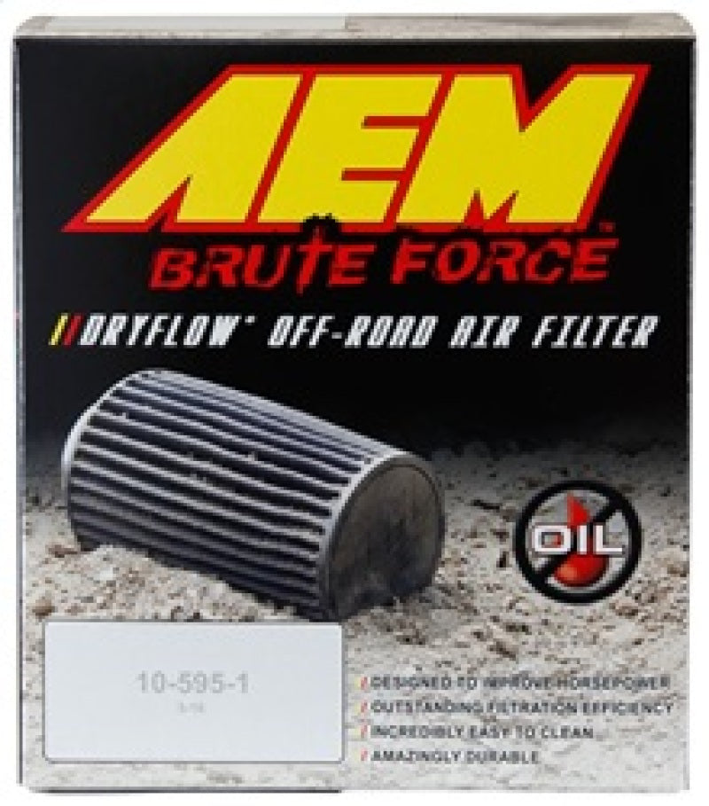 Filtro de aire AEM Brute Force Dryflow cónico de 6 in de diámetro exterior de la base, 5,125 in de diámetro exterior superior y 5,25 in de altura