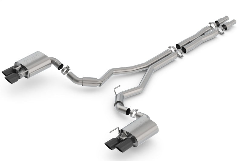 Escape Catback tipo S de 3 pulgadas con puntas cromadas negras y válvulas Borla 2018 Ford Mustang GT 5.0L AT/MT