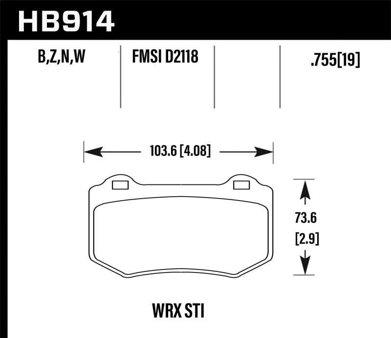 Hawk 2018 For Subaru WRX STI Performance Ceramic Street Brake Pads
