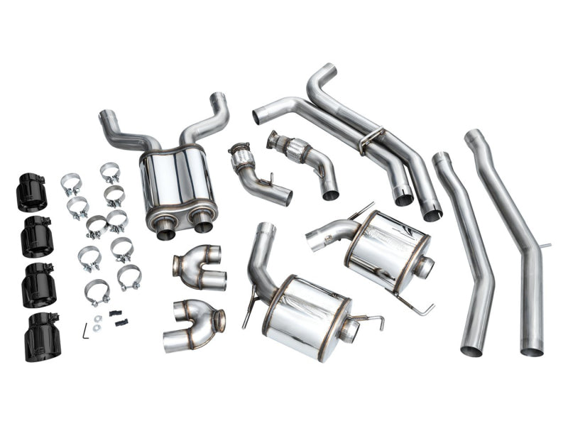 Escape AWE Tuning 19-23 Audi C8 S6/S7 2.9T V6 AWD Touring Edition: puntas de color negro diamante