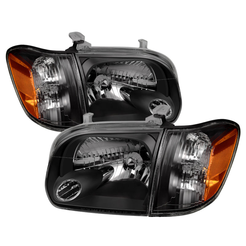 Faros delanteros y luces de esquina de estilo OEM Xtune Toyota Tundra Double Cab 05-06, color negro HD-JH-TTUN05-AM-BK