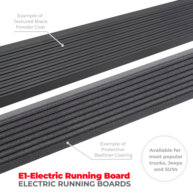 Kit de estribo Go Rhino 19-23 Chev Silverado 1500 y 20-23 25/3500HD CC 4dr E-BOARD E1 - Tex. Blk