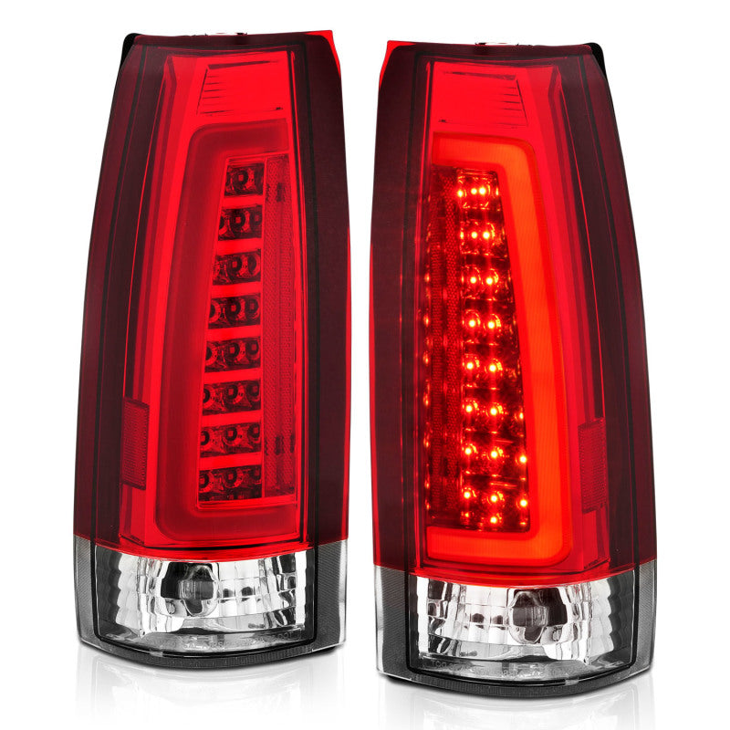 ANZO 1999-2000 Cadillac Escalade LED-Rücklichter, Chromgehäuse, rote/klare Linse, Paar