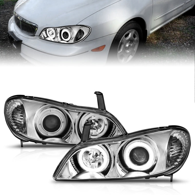 ANZO For 2000-2004 Infiniti I30 Projector Headlights w/ Halo Chrome
