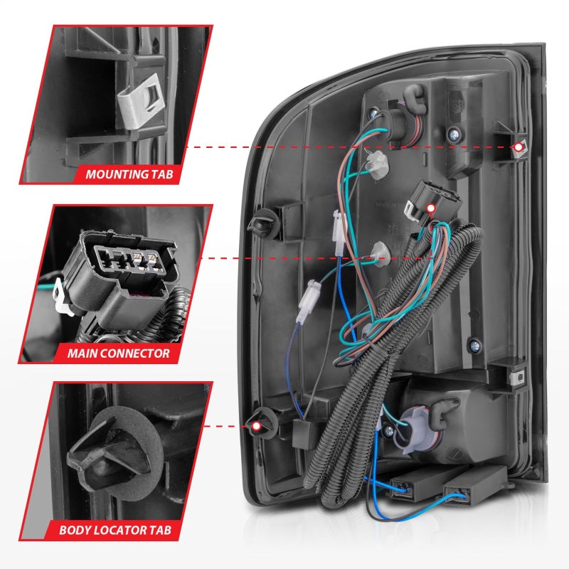 ANZO 2007-2013 Chevrolet Silverado1500/ 2500/ 3500 LED-Rücklichter mit Lichtleiste, schwarzes Gehäuse, getönt