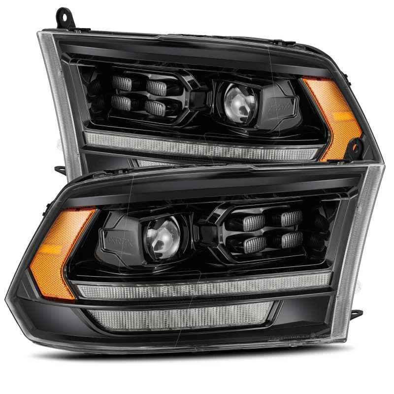 Faros delanteros AlphaRex 09-18 Dodge Ram 1500HD PRO-Series Proj estilo tablón Alpha Black con señal de secuencia/DRL
