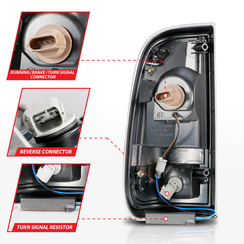 ANZO 2008-2016 Ford F-250 LED-Rücklicht mit Lichtleiste, schwarzes Gehäuse, getönte Linse