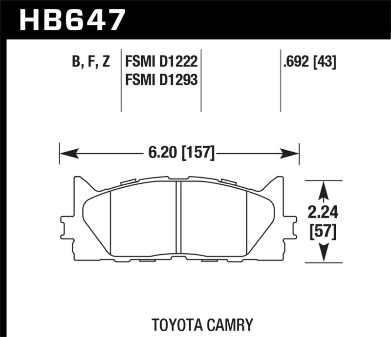 Hawk 10 Lexus ES350 / 07-11 Toyota Camry SE/XLE HPS Street Bremsbeläge vorn