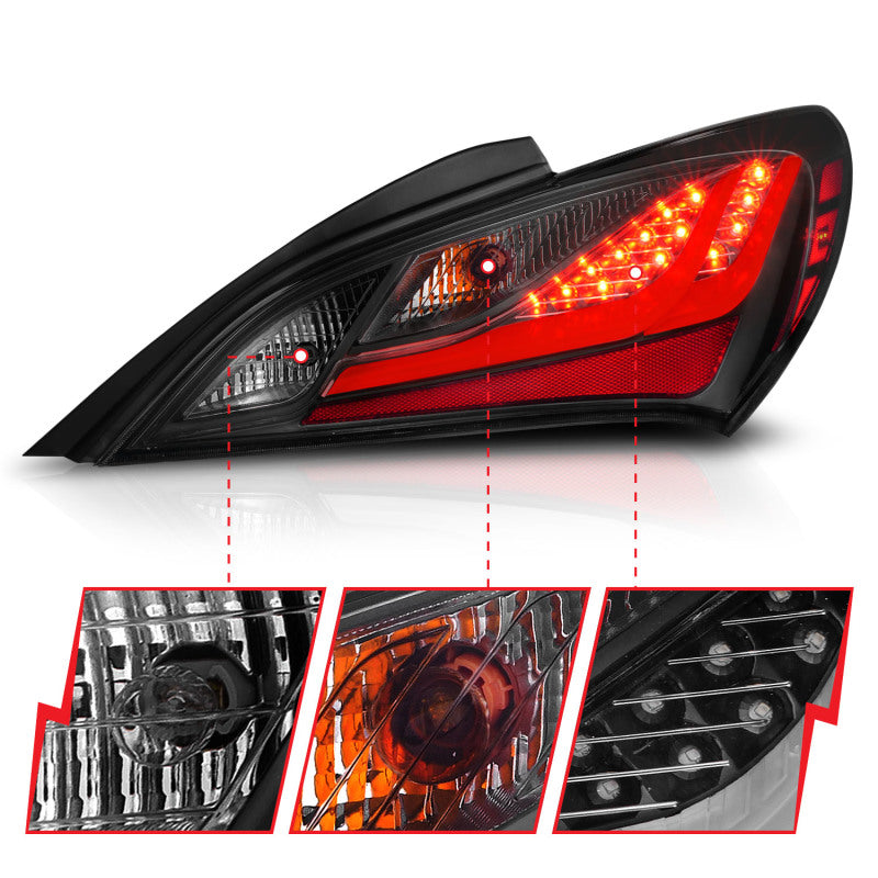 ANZO 10-13 Hyundai Genesis 2DR LED-Rücklichter getönt