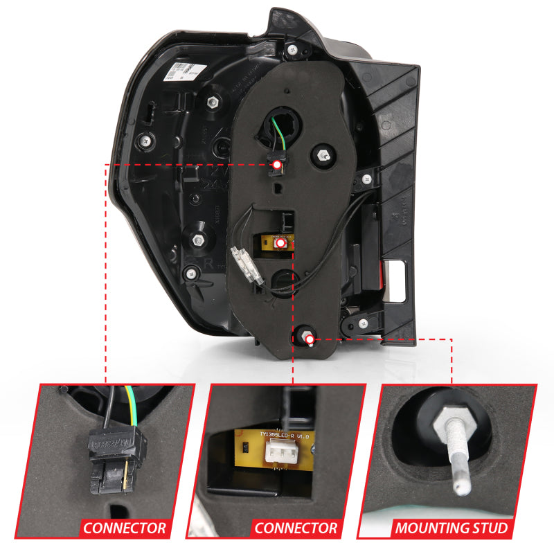 ANZO 2014-2020 Toyota 4Runner TL, schwarzes Gehäuse, getönte Linse, rote Lichtleiste mit sequentieller