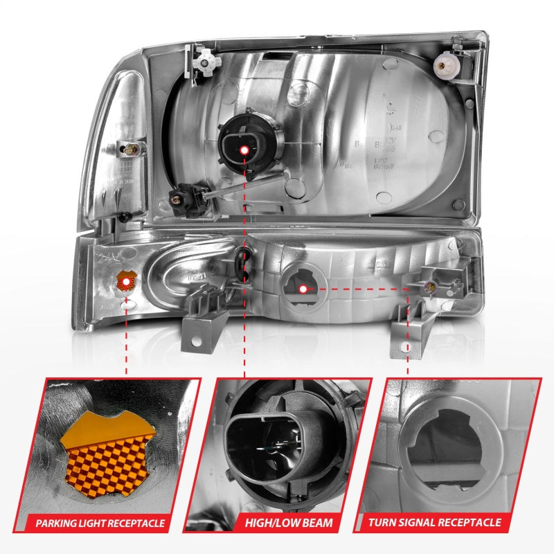 ANZO 2000-2004 Ford Excursion Kristallscheinwerfer, Schwarz