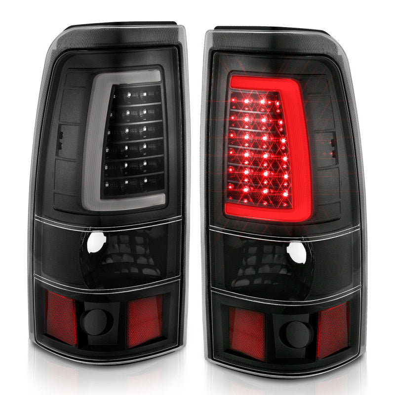 ANZO 1999-2002 Chevy Silverado 1500 LED-Rücklichter, Plank Style, schwarz, mit klarer Linse