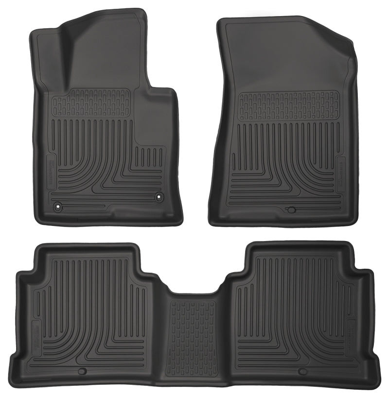 Revestimiento para piso de asientos delanteros y del segundo asiento en color negro Husky Liners 2015 para Hyundai Sonata Weatherbeater