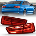 ANZO 2012–2018 Audi A6 LED-Rücklichter, schwarzes Gehäuse, rote/klare Linse, 4 Stück (Sequenzsignal)