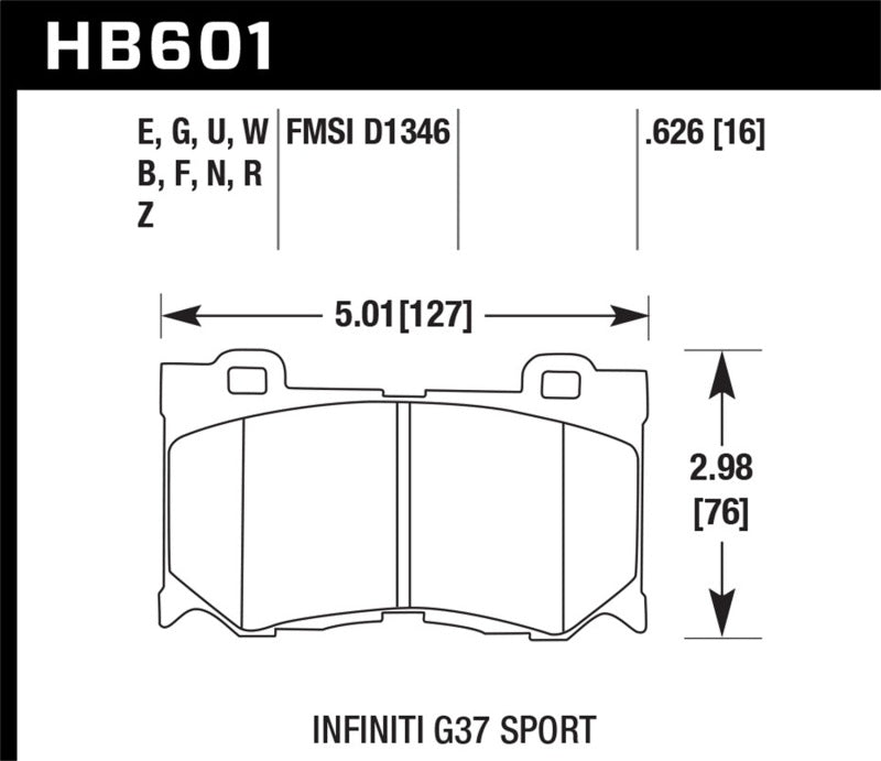 Hawk For 10-11 Infiniti FX50 / 09-10 G37 / 09-10 Nissan 370Z DTC-60 Race Front Brake Pads