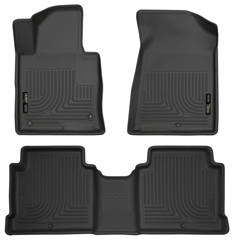 Revestimiento para piso de asientos delanteros y del segundo asiento en color negro Husky Liners 2015 para Hyundai Sonata Weatherbeater