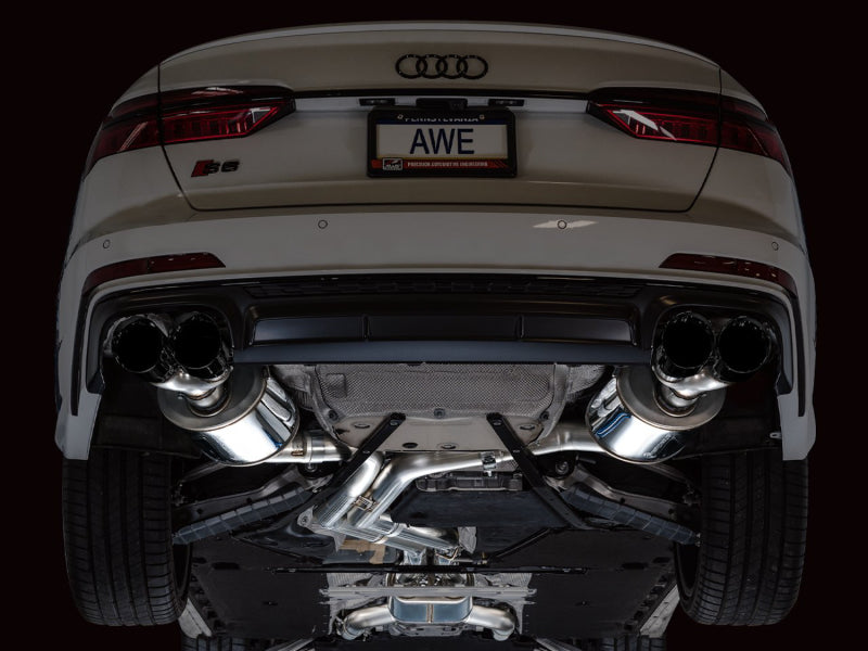 Escape AWE Tuning 19-23 Audi C8 S6/S7 2.9T V6 AWD Touring Edition: puntas de color negro diamante