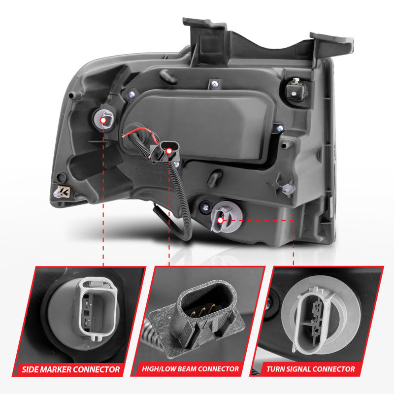 ANZO 2007-2014 Ford Expedition Projektorscheinwerfer mit Halo, Schwarz