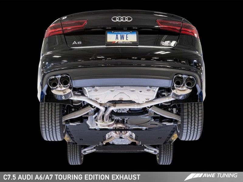 Escape AWE Tuning Audi C7.5 A6 3.0T Touring Edition: cuatro salidas con puntas negras de diamante
