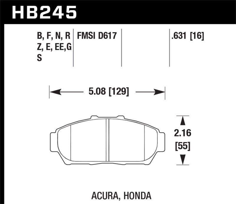 Hawk 94–01 Acura Integra (exkl. Typ R) Blau 9012 Race Bremsbeläge vorn